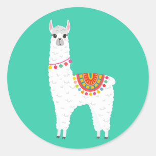 Funky Alaca llama drama, söt djur Runt Klistermärke