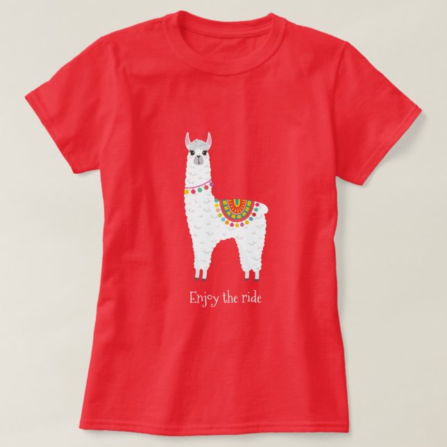 Funky Alaca llama drama, söt djur T Shirt (Design framsida)