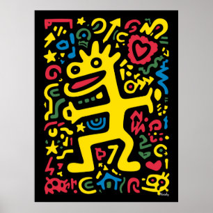 Funky Alien Dragon Gult - Neon Pop Art Creator Poster