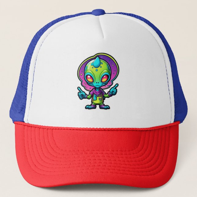 Funky Alien Fredstecken Design Keps (Framsida)
