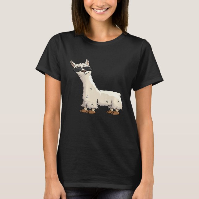 Funky Alpaca Hipster Llama med solglaspremie T Shirt (Framsida)