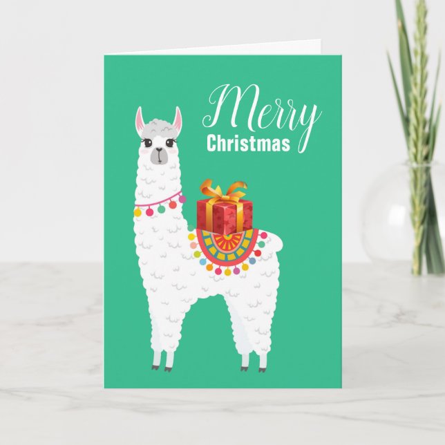 Funky Alpaca-julsöt lampa Helgkort (Framsida)