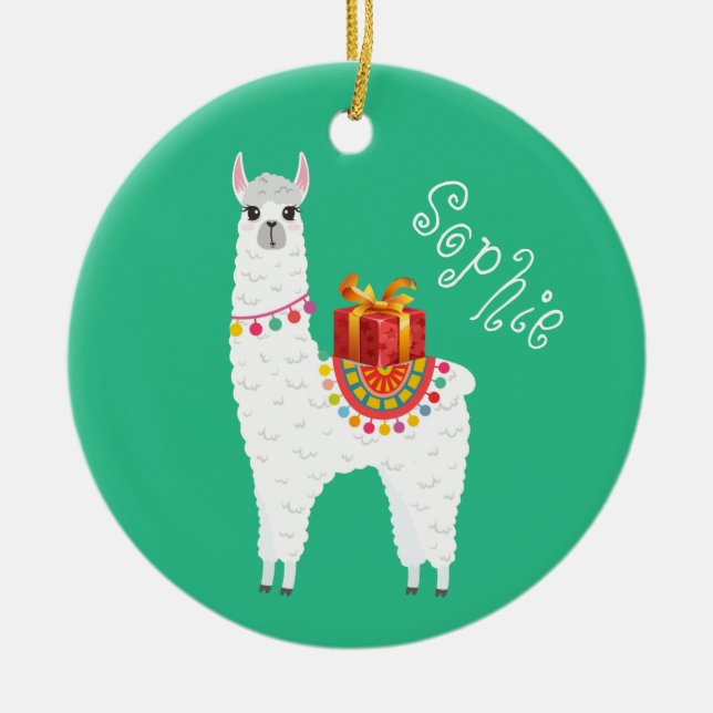 Funky Alpaca-julsöt lampa Julgransprydnad Keramik (Framsidan)