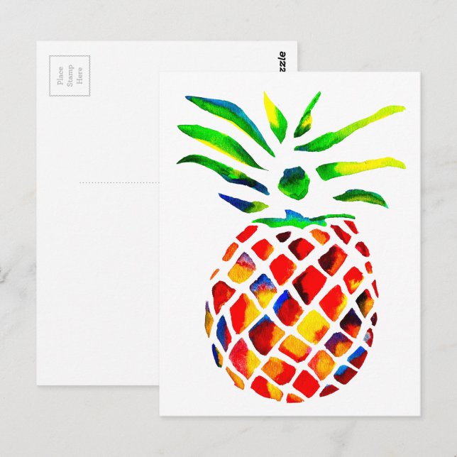 Funky ananas konst vykort (Fram/baksida)