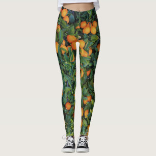 Funky Apelsinträd Leggings med apelsiner och blad