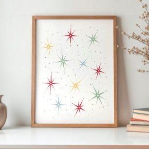 Funky Atomic Starburst Mid Century Mönster Poster