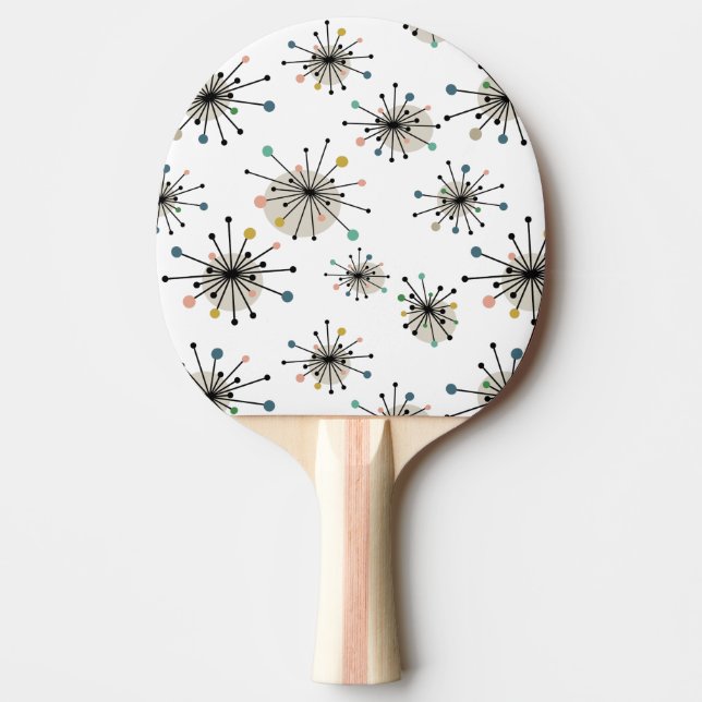 Funky Atomic Starburst Retro Mid Century Modern Pingisracket (Framsidan)