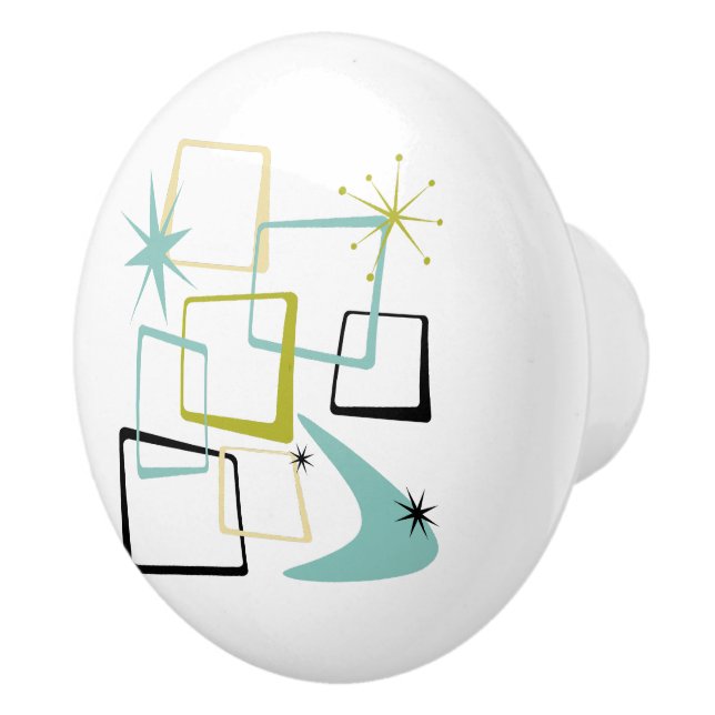 Funky Atomic Stars Boomerang Squares Mid Century Knopp (Höger)