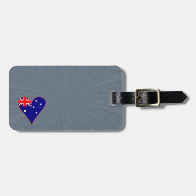 Funky Australia Heart Flagga Red Gräns Grått Backg Bagagebricka (Horisontell Framsida)