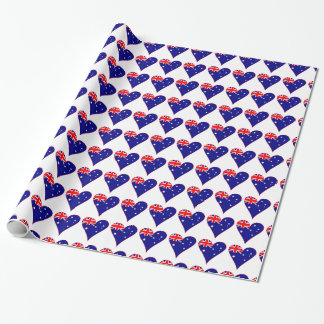 Funky Australien Heart Flagga Red Gräns Tiled Presentpapper