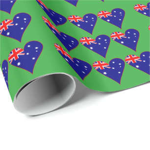 Funky australiensiska hjärtflagga grön bakgrund presentpapper