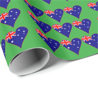 Funky australiensiska hjärtflagga grön bakgrund presentpapper