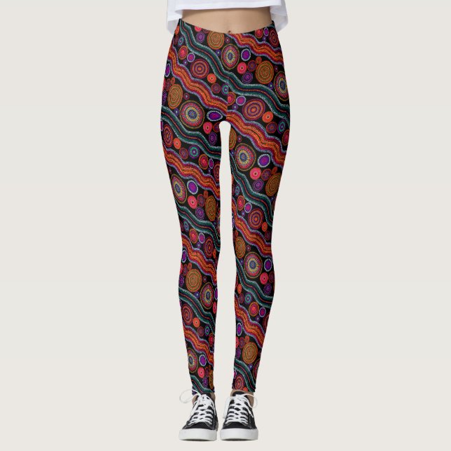 Funky australisk prickmönster leggings (Framsida)