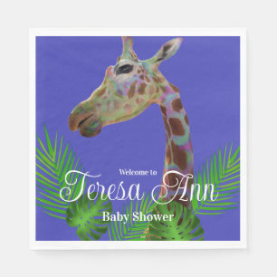 funky av roligt - färgstark Giraffe Baby Shower Pa Pappersservett