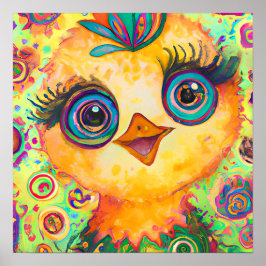 Funky Baby Chicken Farm Animal Nursery Art Poster