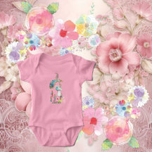 Funky Baby Påskhare Blommigt Mamma Monogram Anpass