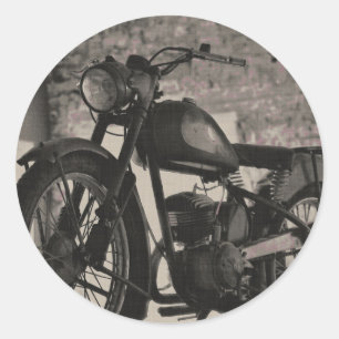 Funky Biker Motorcyklar Canvas Sticker Runt Klistermärke