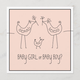 Funky Bird Couple Baby Gender Reveal Party Inbjudningar