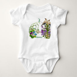 Funky Birdies Akvarell Blommig Monogram Anpassad T Shirt