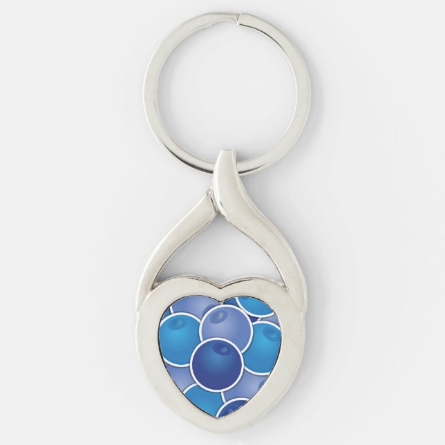 Funky blåbär twisted heart silverfärgad nyckelring (Framsidan)