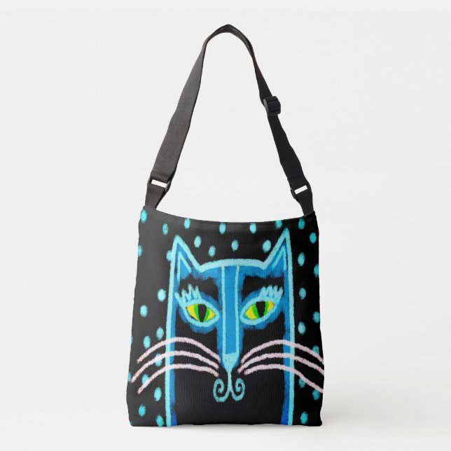 Funky Black Cat Tote Bag Axelväska (Framsida)