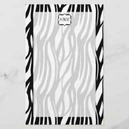 Funky Black/White Zebra Monogram Brevpapper
