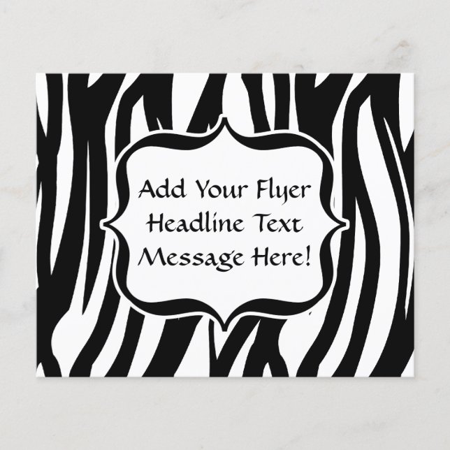 Funky Black/White Zebra Monogram Flygblad (Framsidan)