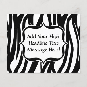 Funky Black/White Zebra Monogram Flygblad