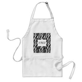 Funky Black/White Zebra Monogram Förkläde
