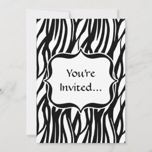 Funky Black/White Zebra Monogram Inbjudningar