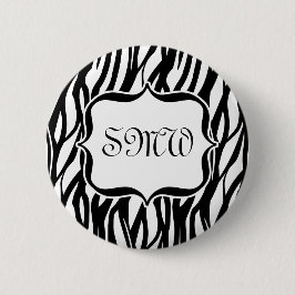 Funky Black/White Zebra Monogram Knapp