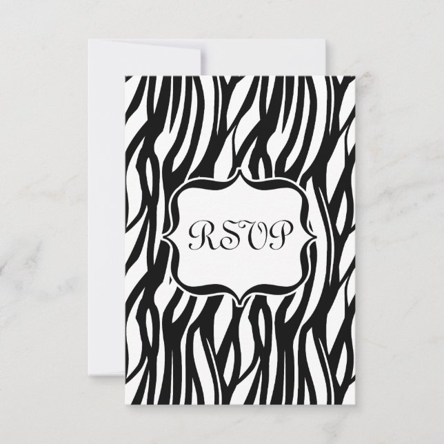 Funky Black/White Zebra Monogram OSA Kort (Framsida)