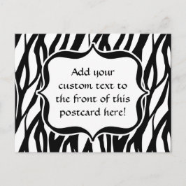 Funky Black/White Zebra Monogram Vykort