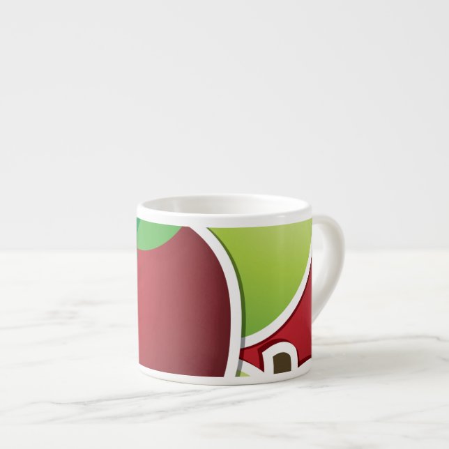 Funky blandade äpplen espressomugg (Framsida höger)