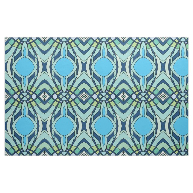 Funky Blått Mönster Tyg (Fat Quarter)