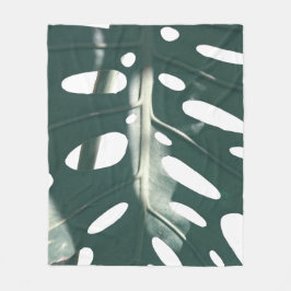 Funky Blek Grönt Swiss Cheese Plant Fleecefilt