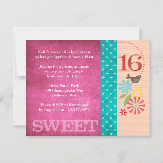 Funky blommiga inbjudningar (Framsida)