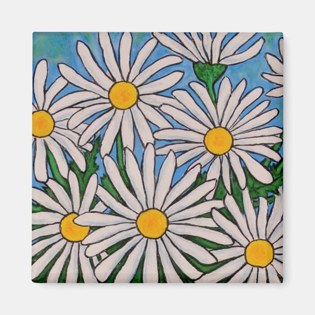 Funky Blommigt Daisy Magnet (Framsidan)