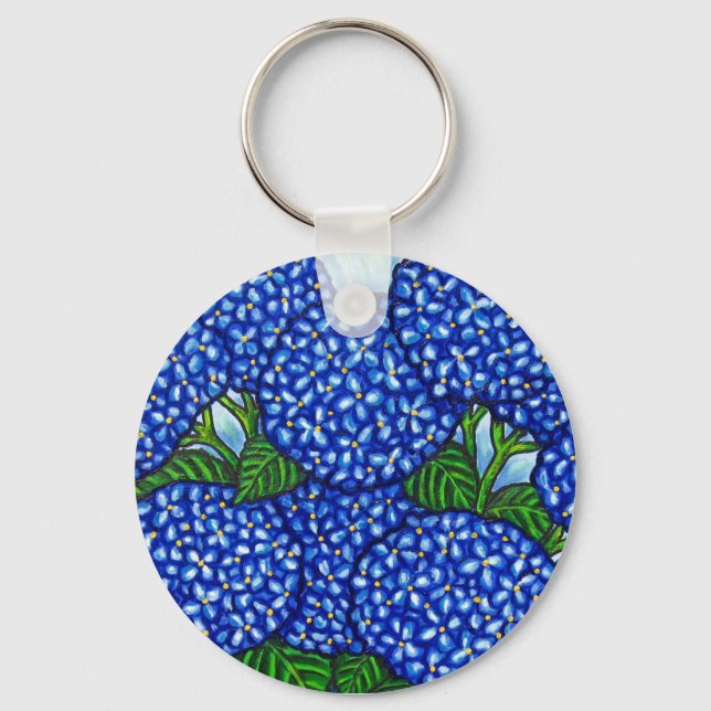 Funky Blommigt Hydrangea Nyckelring (Framsida)