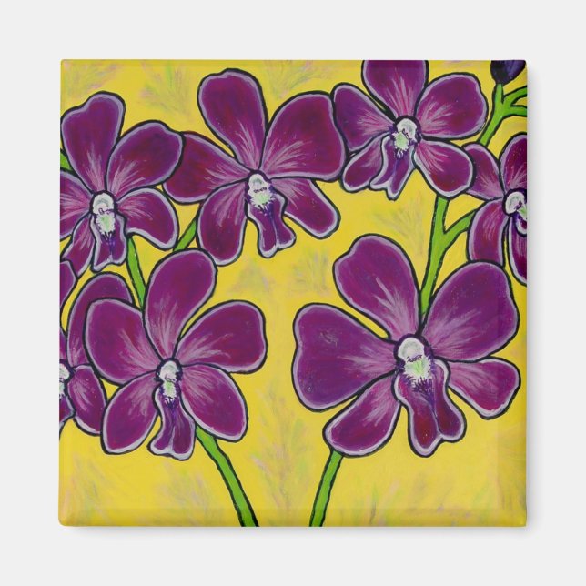 Funky Blommigt Orchid Magnet (Framsidan)