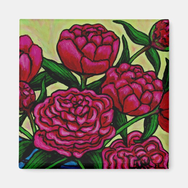 Funky Blommigt Peony Magnet (Framsidan)