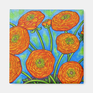 Funky Blommigt Ranunculus Magnet
