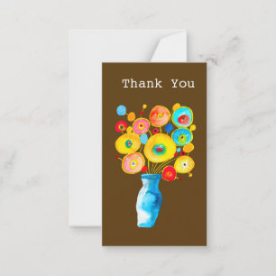 Funky blommor vattenfärgsgrafik anteckningskort