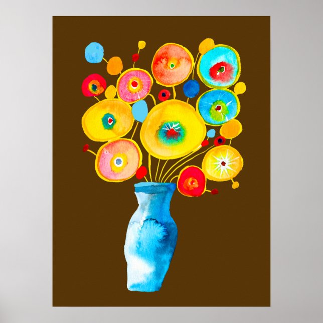 Funky blommor vattenfärgsgrafik poster (Framsidan)