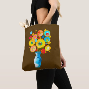 Funky blommor vattenfärgsgrafik tygkasse