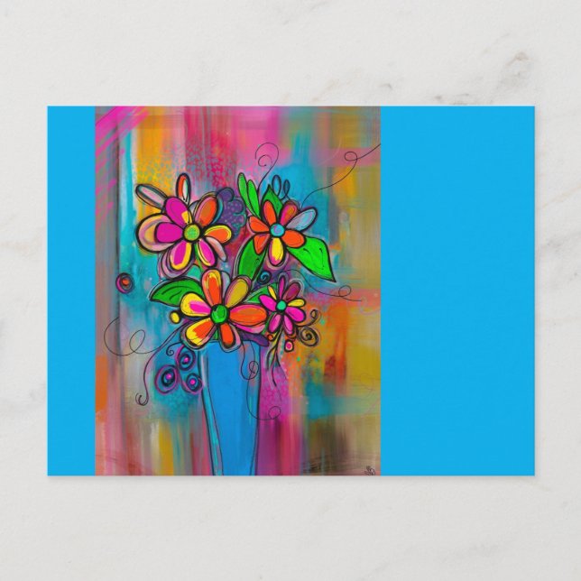 Funky blommor vykort (Framsida)