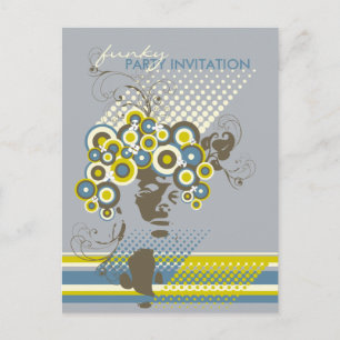 Funky Bloom Hair *04-partsinbjudan vykort