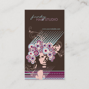 Funky Bloom Hair Blommigt Circles Retro Abstrakt Visitkort
