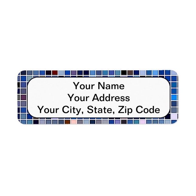 Funky Blue 'Bathroom Tiles' Mönster Returadress Etikett (Framsidan)