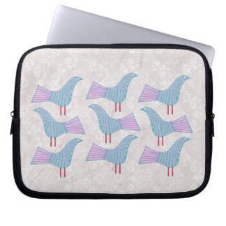 Funky Blue Birds Bärbar Dator Ipad Fodral Väska